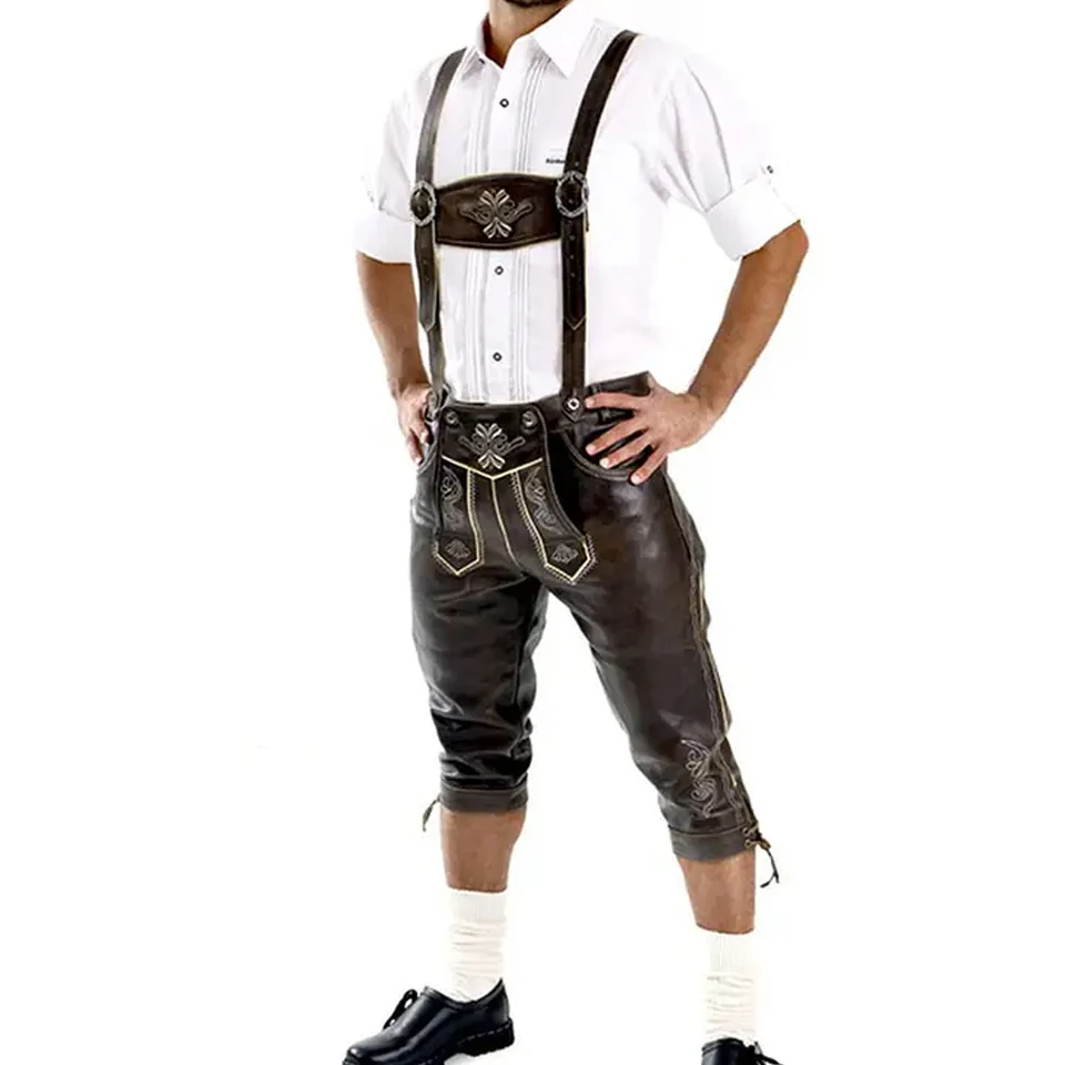 Latest Bavaria Trachten Lederhosen Men Oktoberfest Costume Genuine Leather German Men Wear