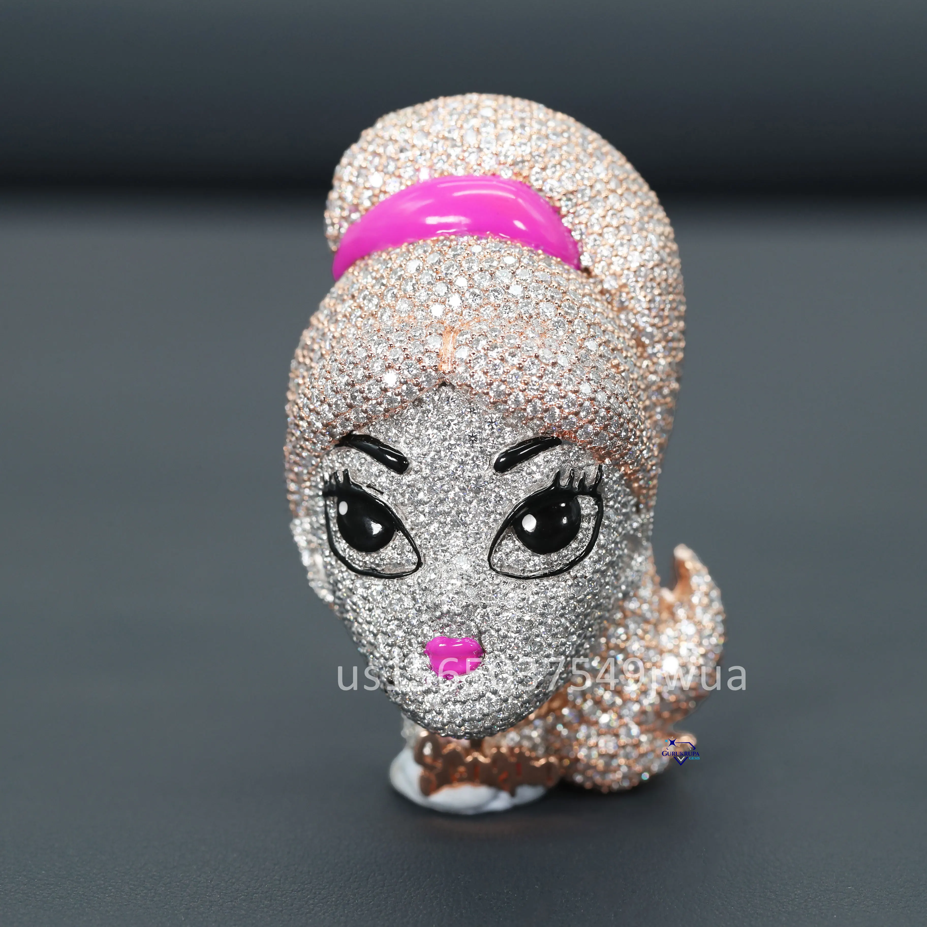 Wholesale 925 Sterling Silver Princess Doll Shape Pendant Fashion Hip Hop VVS Clarity wholesale high quality Moissanite Diamond