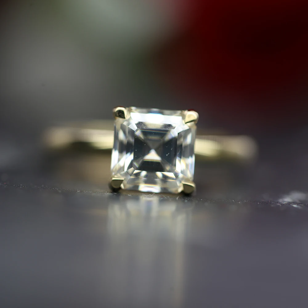 1 CT Princess Cut Solitaire Ring 18KT Gold Plated Yellow Gold Wedding Engagement Anniversary Solitaire Diamond Labgrown Ring