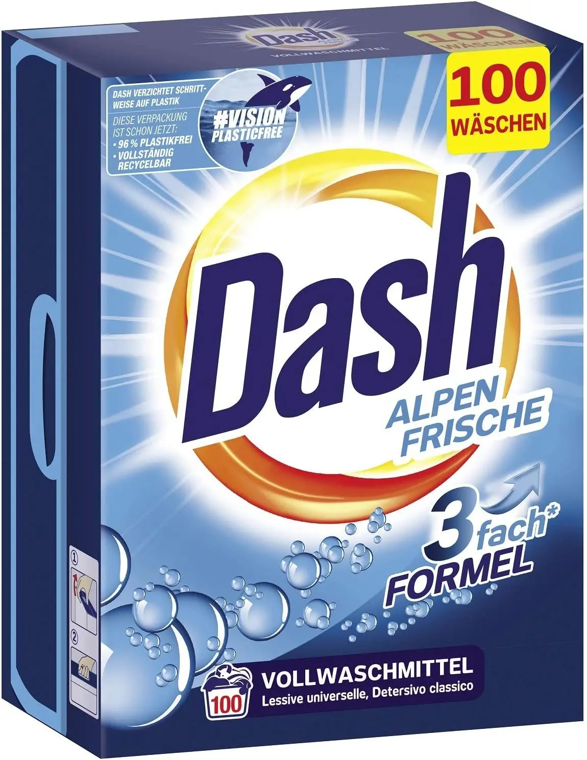 Dash Alpen свежий порошок полное стиральное средство для стирки белого 100 моет свежее сияющее чистое белье 6 5 кг