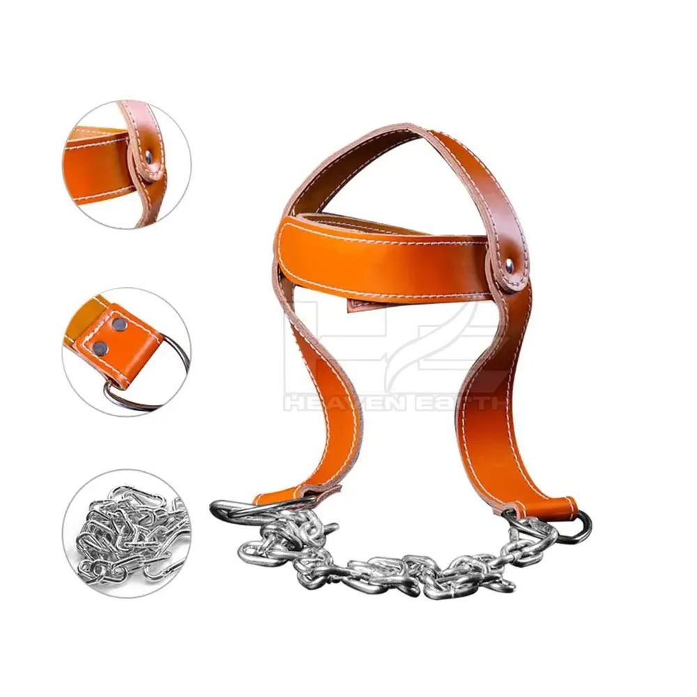 Adjustable Cow Hide Leather Head Harness Dipping Neck Builder Belt Weightlifting Boxing Head Harness