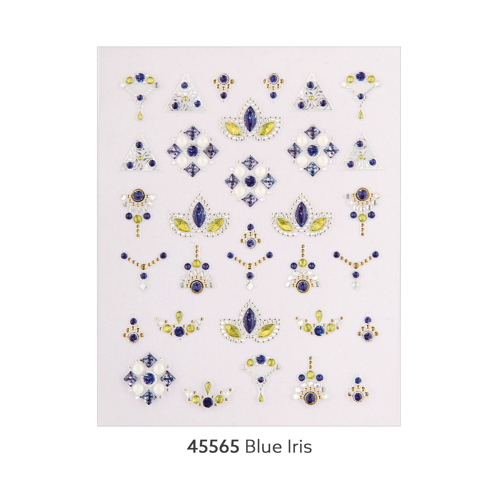 Wannabe Grace #45565 Blue Iris nail stickers pendant Necklace crown cubic nails 3d emboss jewel design Multi Size Korea oem odm