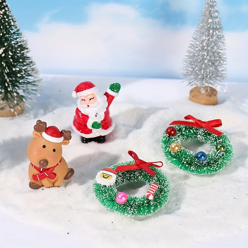 Lovely Christmas Decorations Garland Micro Landscape Resin Crafts Ornaments Winter Garland Wreaths Christmas Garden Accessories