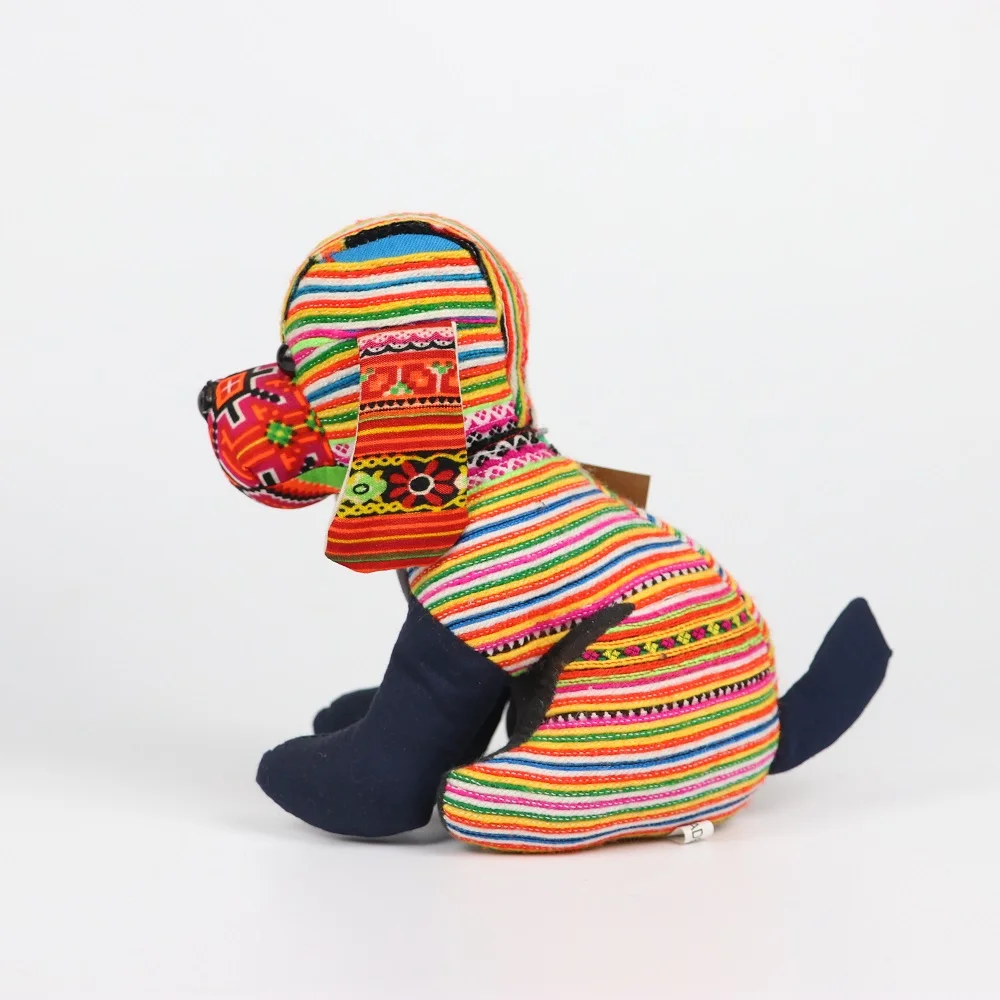 L11 x H17 Toys & Hobbies Unisex Handmade Brocade Of Mong Sapa Ethnic Puppy- Size S Stuffed Animal Toys