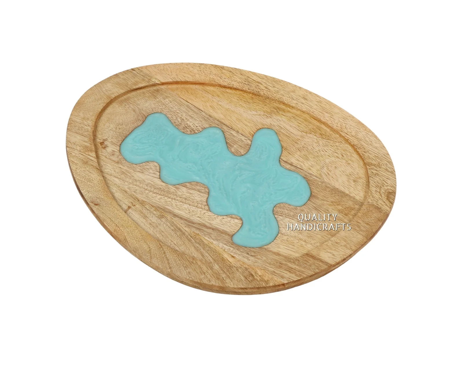 Unique Handmade Oval Shape Mango Wood Resin River Tray Charcuterie Board Party Platter Wood Epoxy Serving Tray