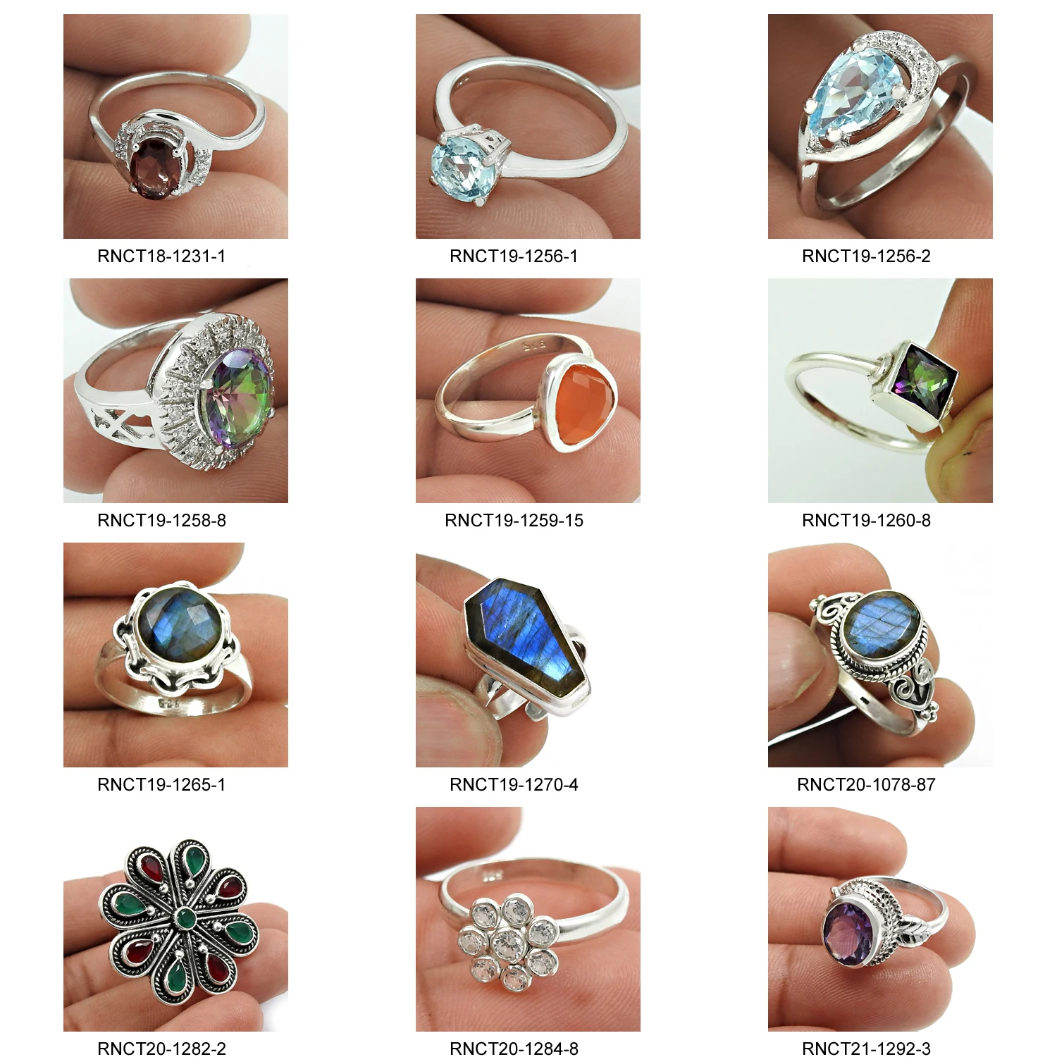 Natural Mother Of Pearl Labradorite Rainbow Moonstone Multi Gemstones Ring 925 Sterling Silver Jewelry Wholesaler Manufacturer