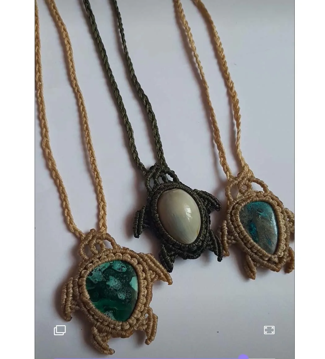 Best Lace Agate Macrame Necklace Big Roundell Gems Macrame Necklace White Thread Net Bag Necklace Bohe Rop Jewelry For Gift