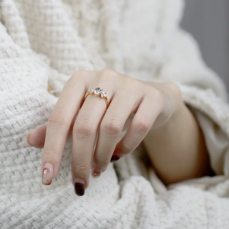 New Arrival YINSAKI 925 Silver Blue Topaz Ring 14K 18K 22K Gold Plated Fashion Band Ring Zirconia Ring