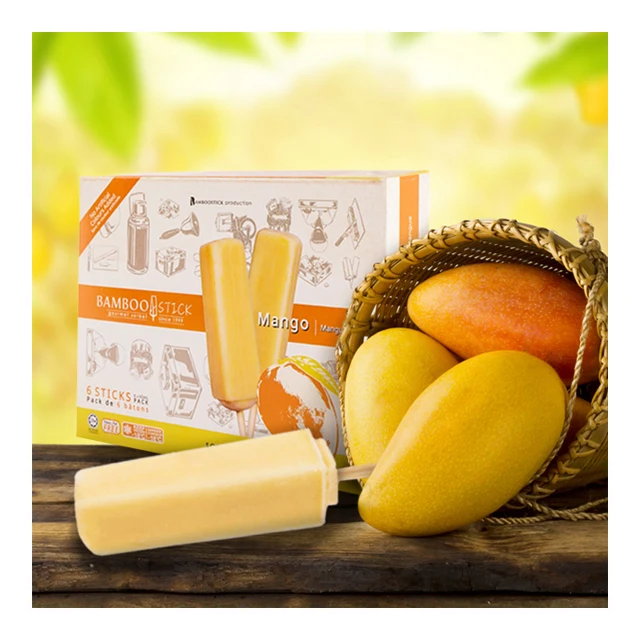 Low MOQ Wholesales Mango icecream flavour Bamboostick Ice Cream Potong Traditional Dessert Series made by real fruit