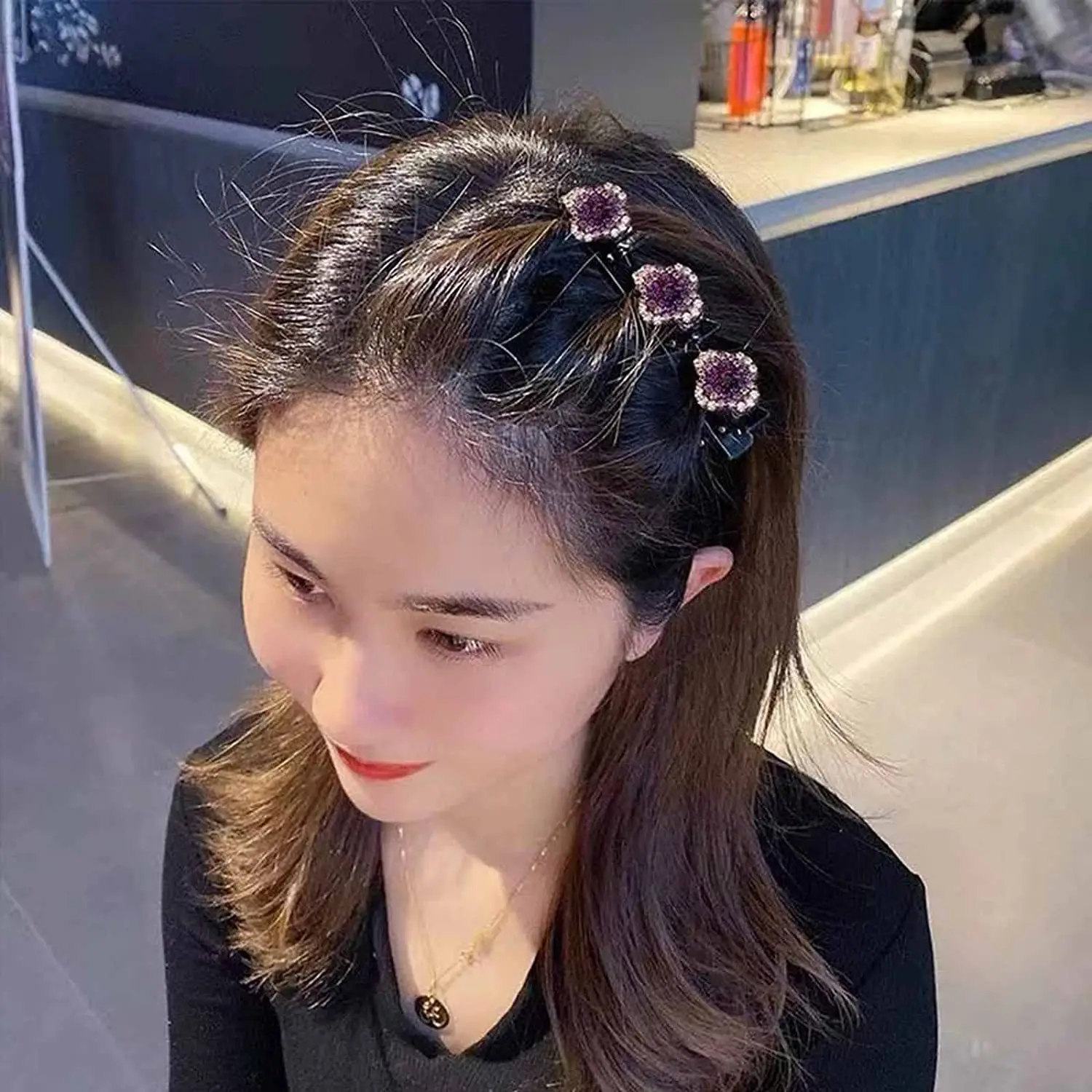 Sparkling crystal stone braided no crease hair clips rhinestone for sectioning women accessories