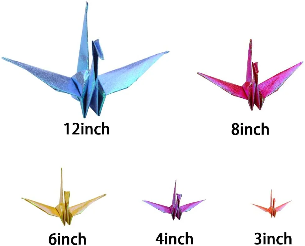100pcs/Bag 10cm Mixcolor Glitter Paper Origami Crane Handmade Paper Flowers Origami Crane