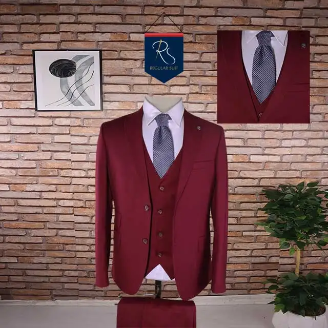 Fabulous Burgundy 3 Piece Tuxedo Suits, White Satin Lapel, Stylish Silver Tux Slim Fit Wedding Groom Party Wear Coat Pant