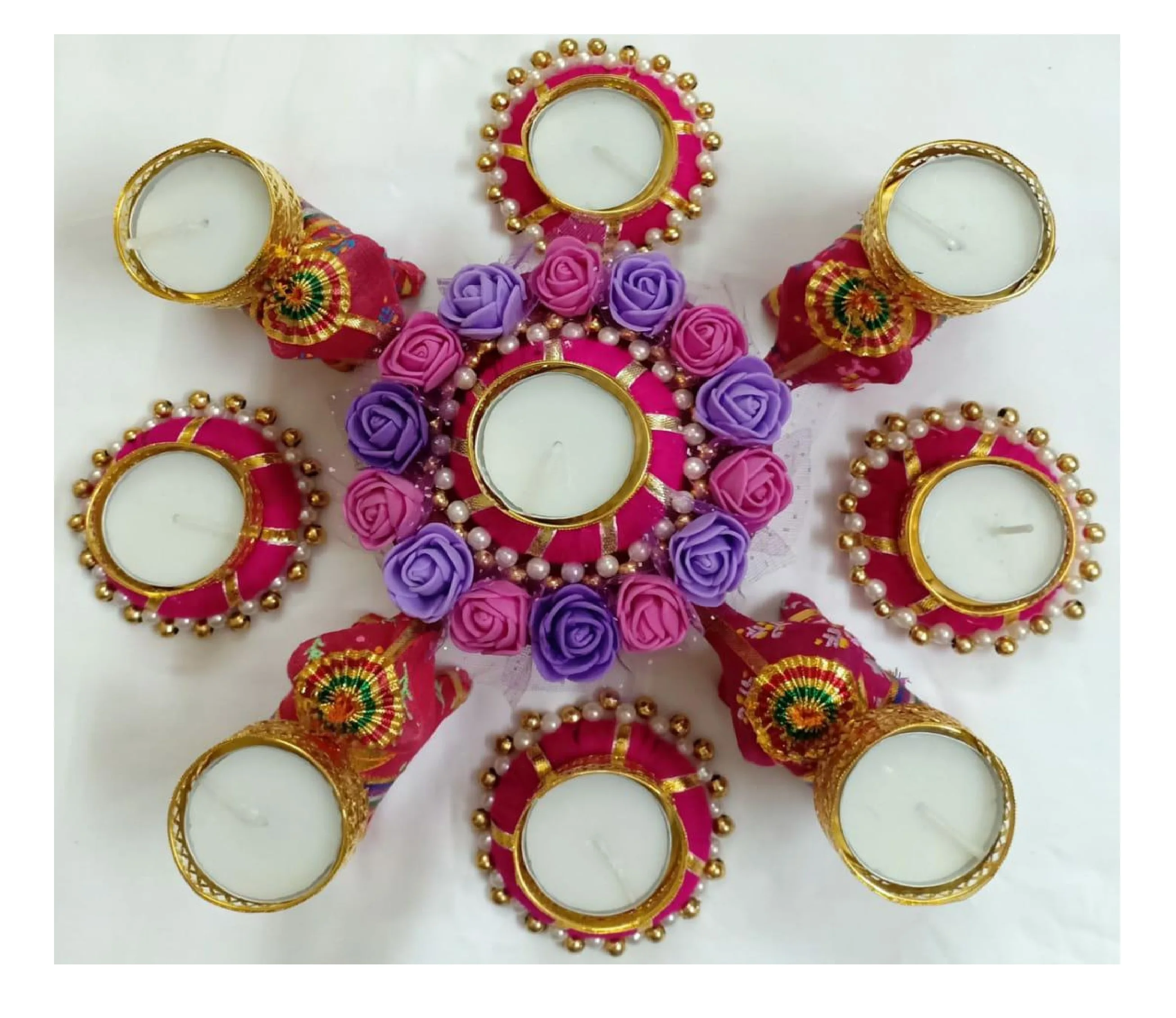 Wholesale Indian Handmade T Lights Valentine Gift Decorative Diyas Diwali Gift Home Decor Floral Candle Holders Tea Light Holder