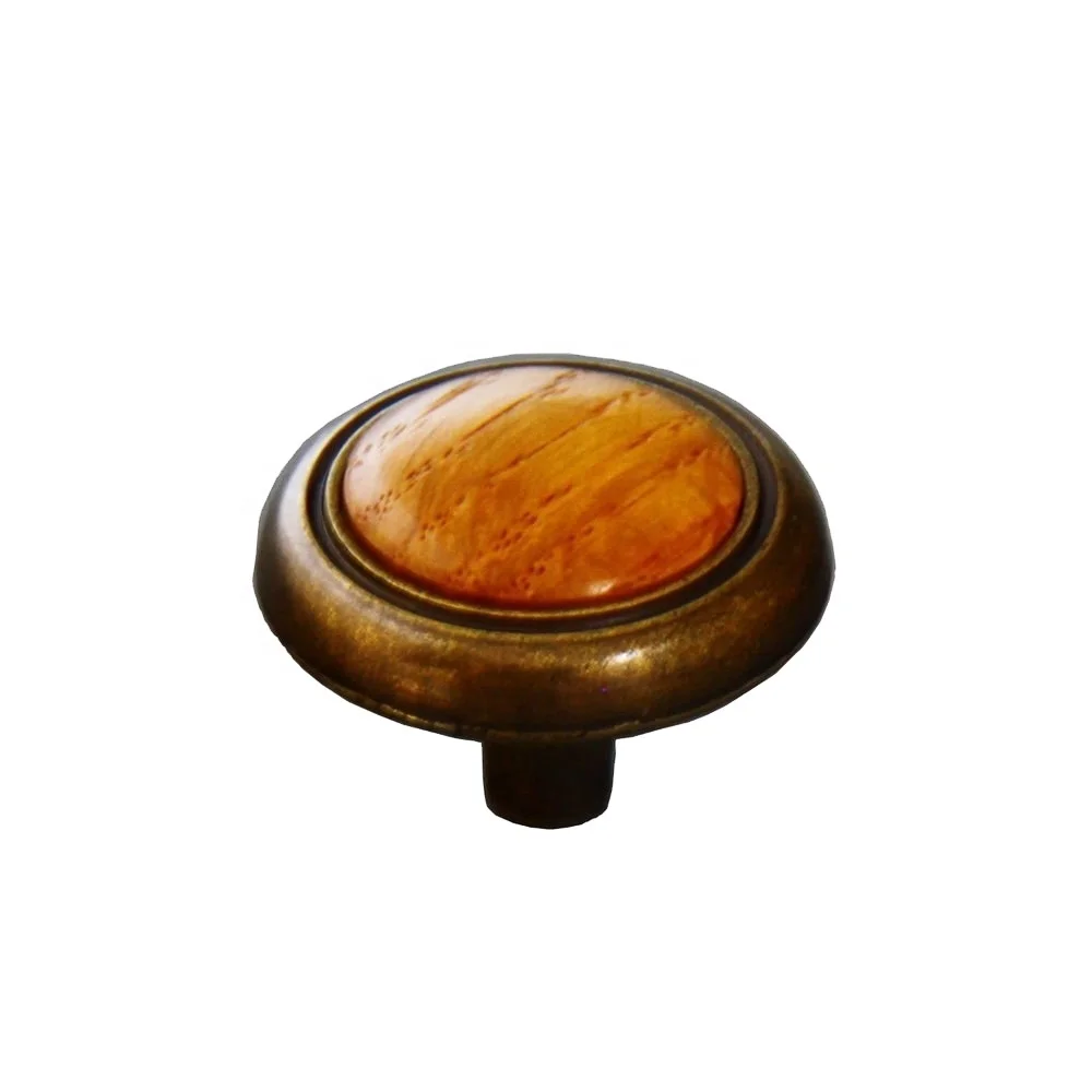 Wooden Cabinet Knob With Die Cast Base