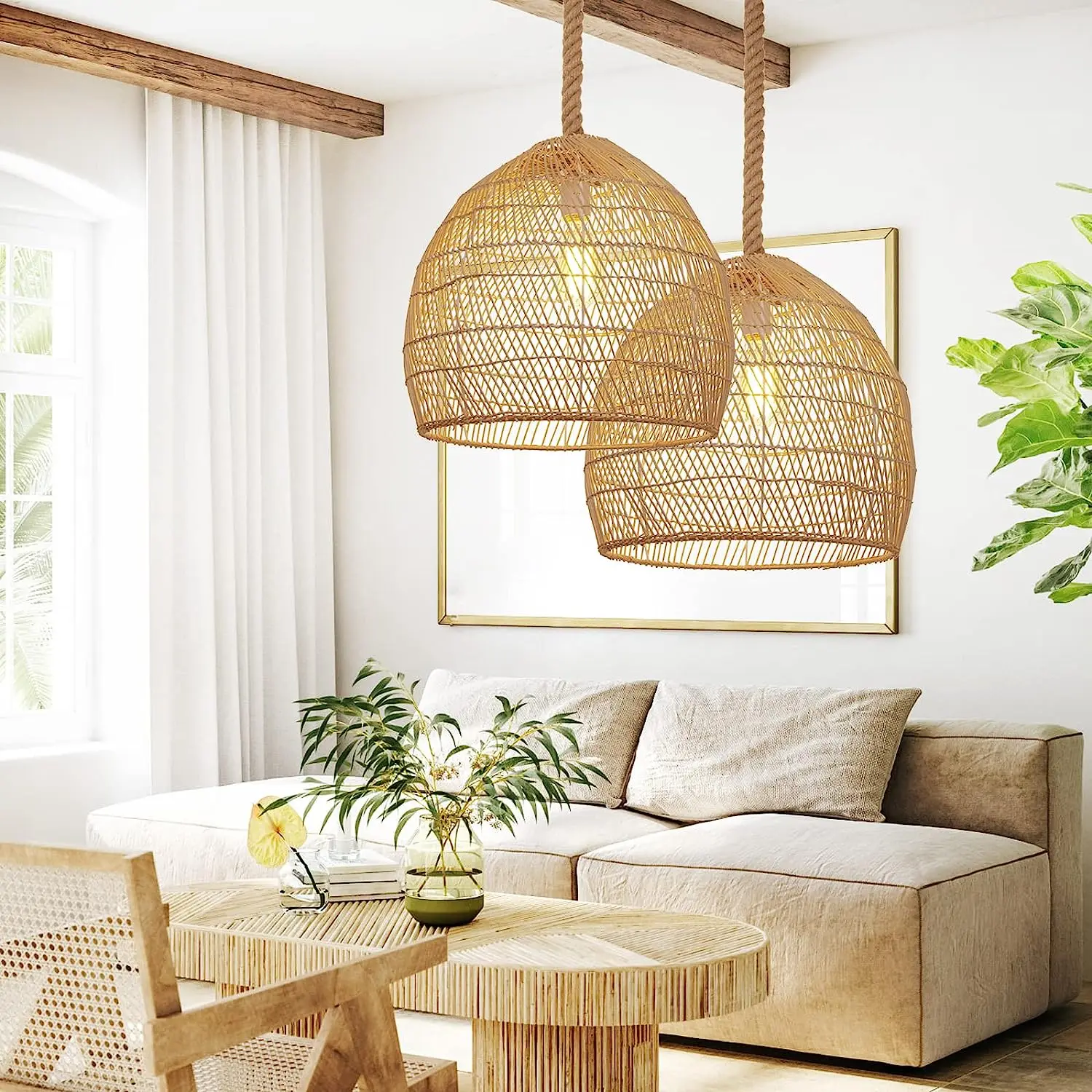 Chandeliers & pendant lights table lamps Rattan Lampshade Pendant Bamboo Lamp Light Vintage Hanging Lamp Shades