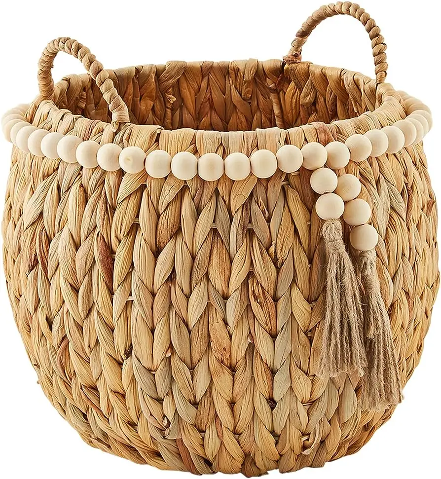 Hot Trend 100% Handmade Natural Seagrass Rattan Water Hyacinth Storage Basket Woven from Wicker Bamboo Made in Vietnam for Decor