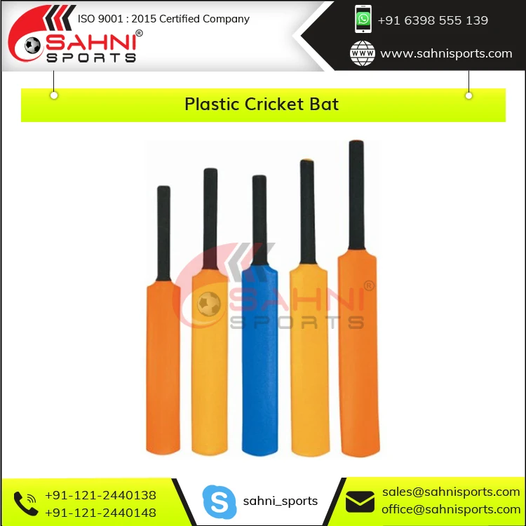 Strong and Lightweight High Quality Molded Plastic Cricket Bat for PVC Wind Ball, Plastic and Light Cricket Tennis Ball