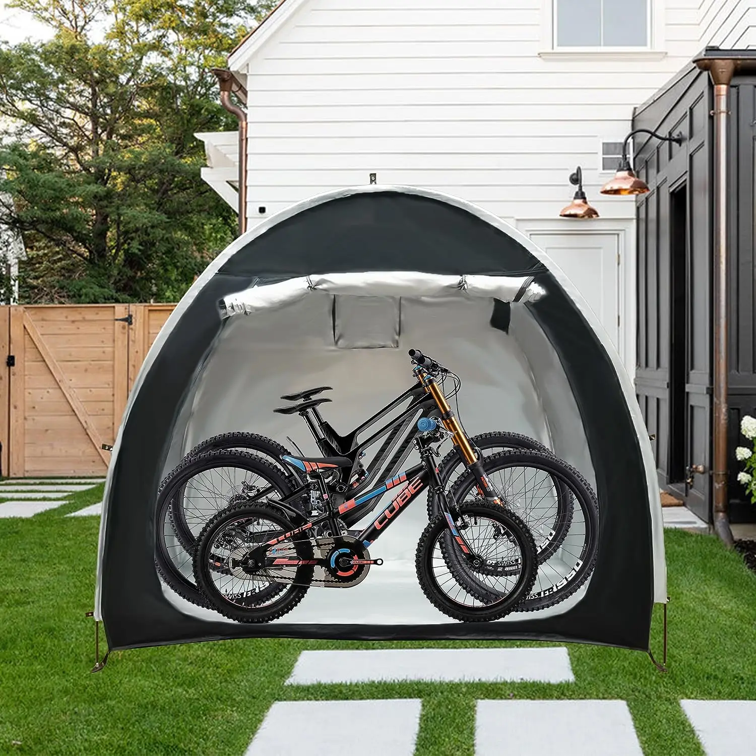 Bike Rain Cover 6.6FT Waterproof 210D Outdoor Bicycle Cover Shelter with Window cargo bike rain cover