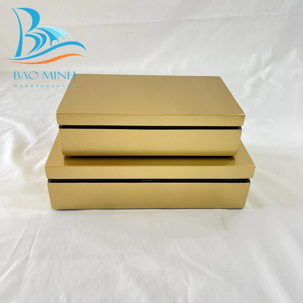 Yellow black trim lacquer usage box gift from Vietnam  lacquerware modern design hotel indoor metal art sculpture lacquer tray