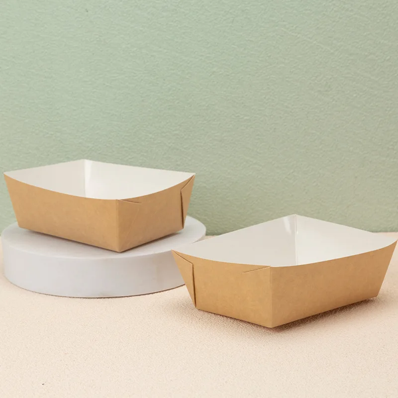 Disposable Thickened Rectangular Kraft Paper Plate for Food,Snack, Party Decoration Supplies