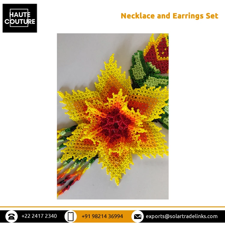 Huge Selling Top Quality Japanese Jaco Beads Bohemian Gypsy Tribal Style Hibiscus Shape Necklace and Earrings Jewelry Set