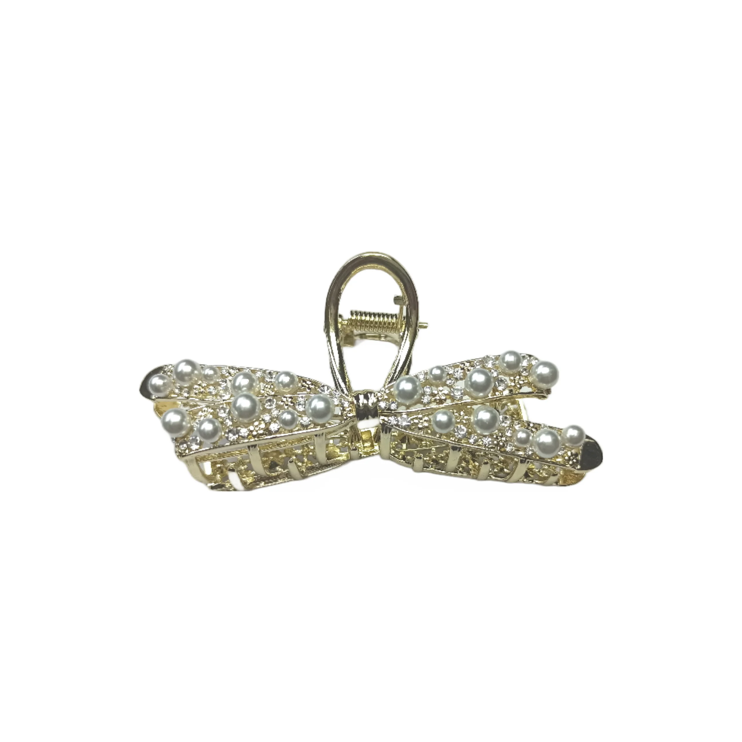 High quality pearl and stones bow shape claw clip