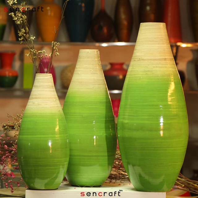 Wholesale new style Spun Home Bamboo Vases Decoration vases handmade decorative flower coiled bamboo vases Handicraft Vietnam