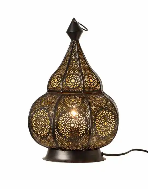 Moroccan Style Lantern Gold Purple Glass Decorative Candle Lantern Moroccan Lanterns Vintage Golden Metal Holder 2023 Handmade