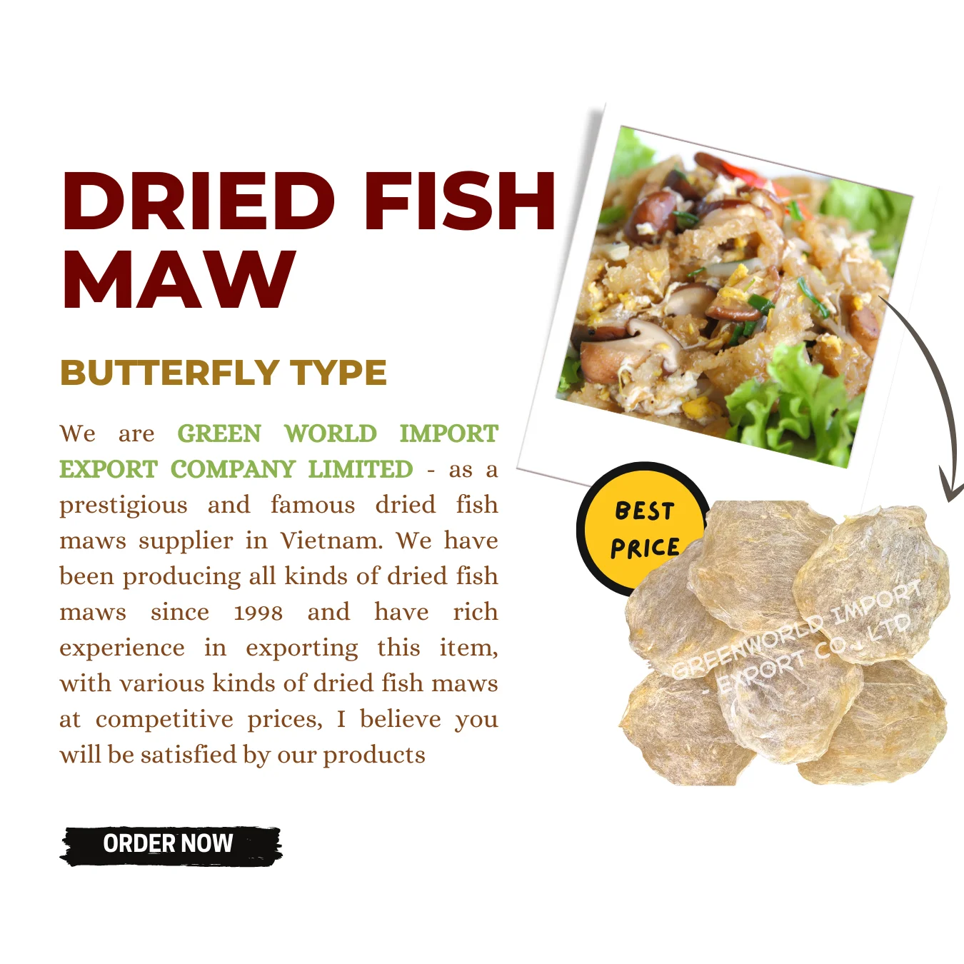 BEST PRICES FOR BUTTERFLY DRIED FISH MAW - HIGH QUALITY FROM GREENWORLD IN VIET NAM - PROMPTLY DELIVERY