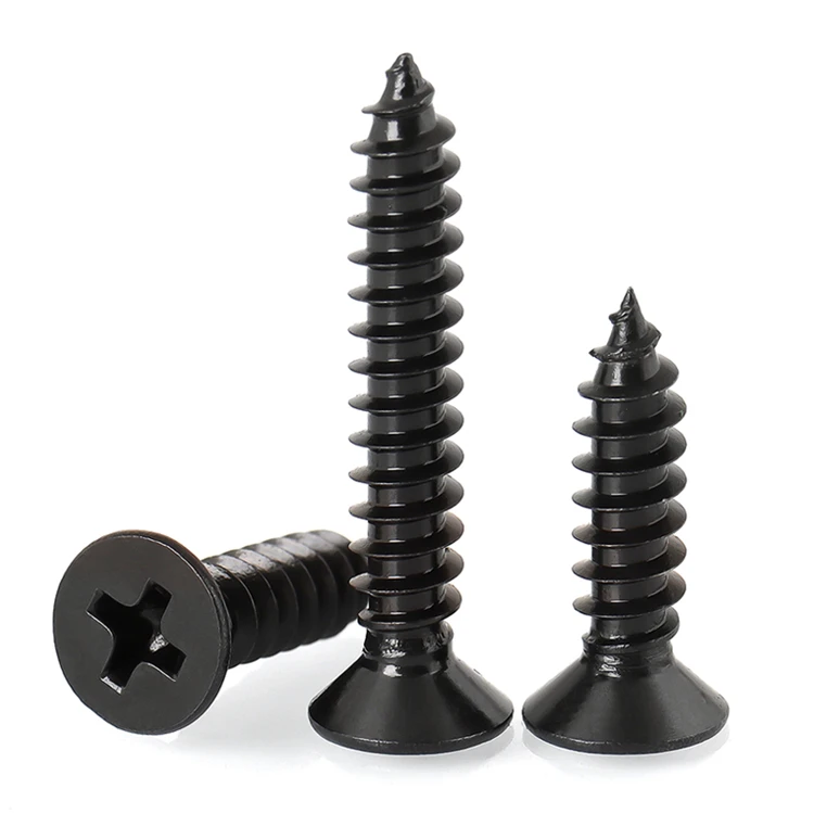 M1.6 M1.7 M1.8 M2 M2.2 M2.3 M2.5 M2.6 M2.8 M3 M3.5 M4 Black Steel Phillips Flat Countersunk Head Self Tapping Screws