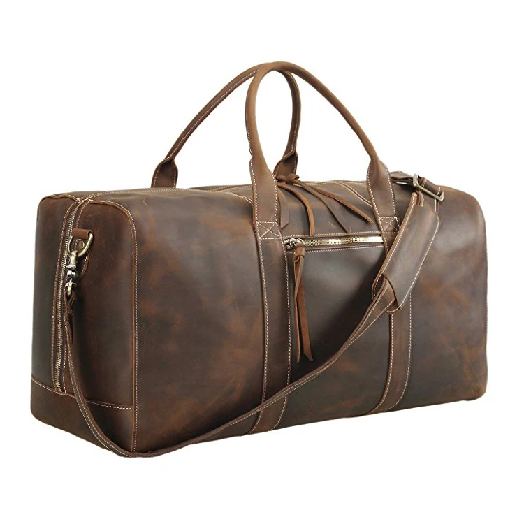 Weekend Use crazy horse  Leather Duffle Bag Travel Weekender Full Grain Gym