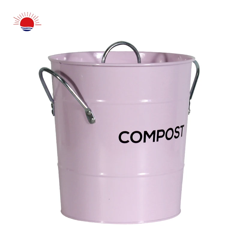 Hot-selling New Lifestyle  Galvanized Steel Bucket Food Waste Bin Compost Bin for Kitchen