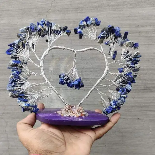 Lapis Lazuli Handmade Natural Stone Beads Colored Crystal Heart Shape for Tree Star Gemstone of Unique Design
