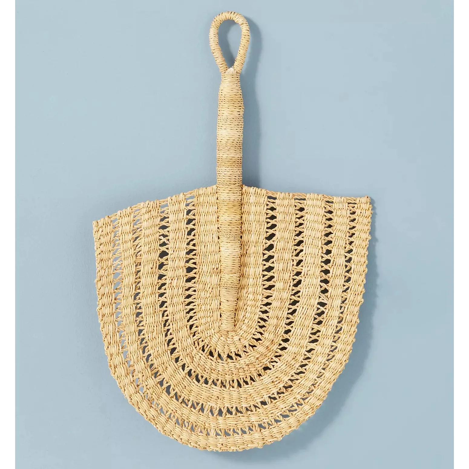 Simple Design Seagrass Hand Fan Woven Boho Wall Fan Wicker Seagrass Wall Art Decorative Accents Rustic Gifts For Housewarming