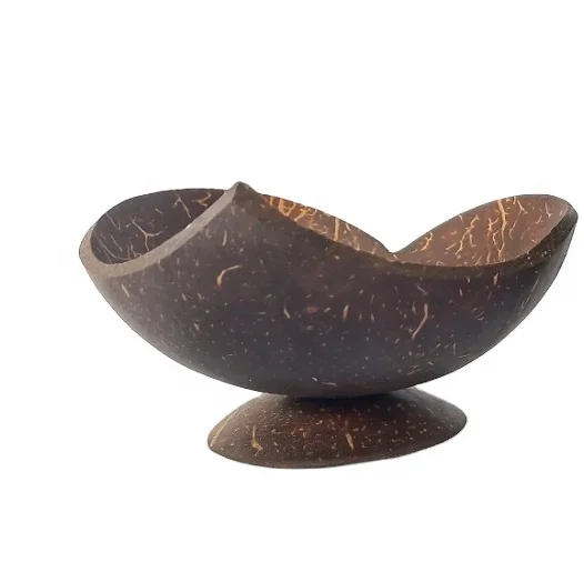 High quality natural coconut shell bowls with good price handmade from Viet Nam coconut cup heart shaped bowl with stand