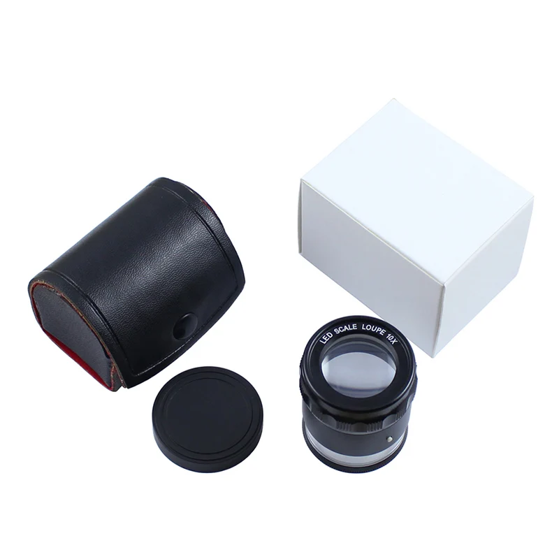 High Resolution Handheld Portable Magnifier 10X LED Metric Scale Reticle Loupe