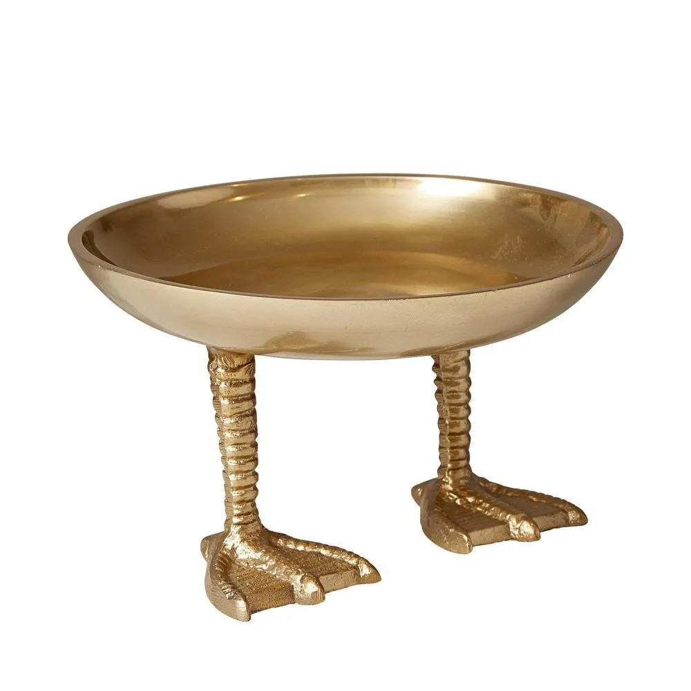 Indian Brass Sculptures Trending Golden Trending Decorative Antique Polished Brass Foot Dish Indian Table Decor for Decoration