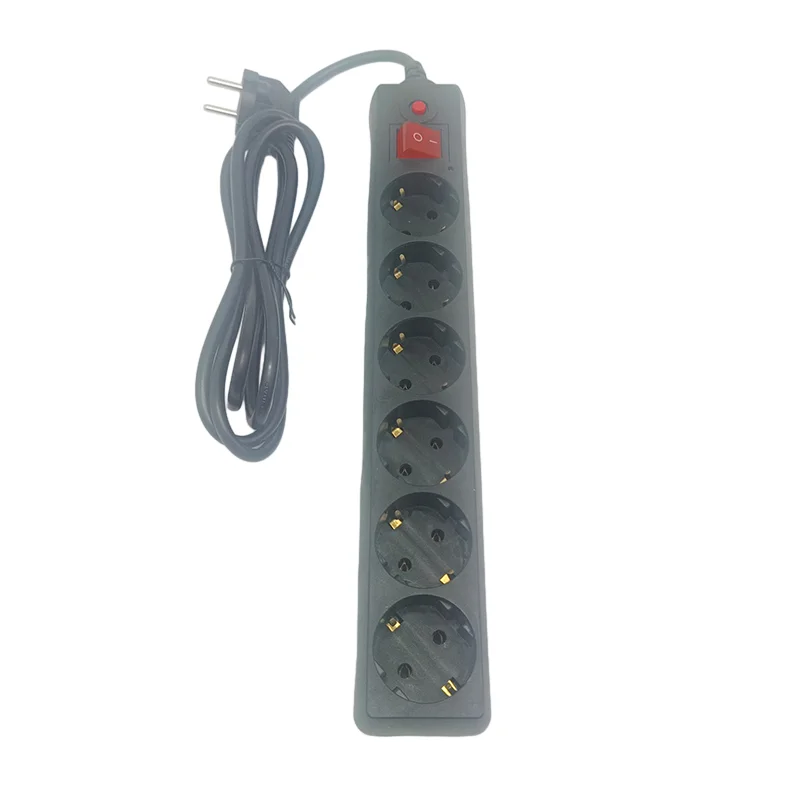 250V 16A EU Type AC 6 Way Extension Socket with Switch and Overload Protector