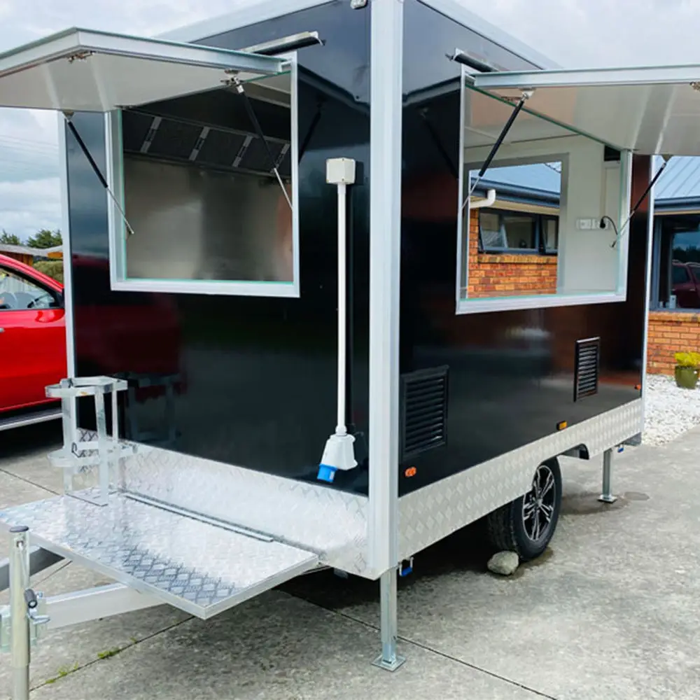 High Quality Customized Mobile Food Trailer Black Pizza Hot Dog Ice Cream Coffee Food Truck