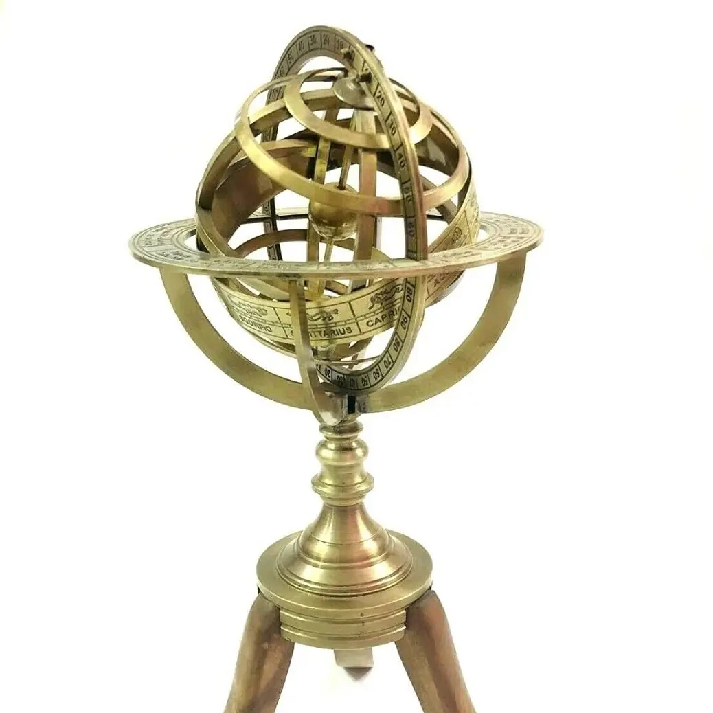 CALVIN ручной работы Calvin изделия морские Латунные гравированные армиллиарные глобусы на деревянном штативе винтажные украшения для дома и офиса