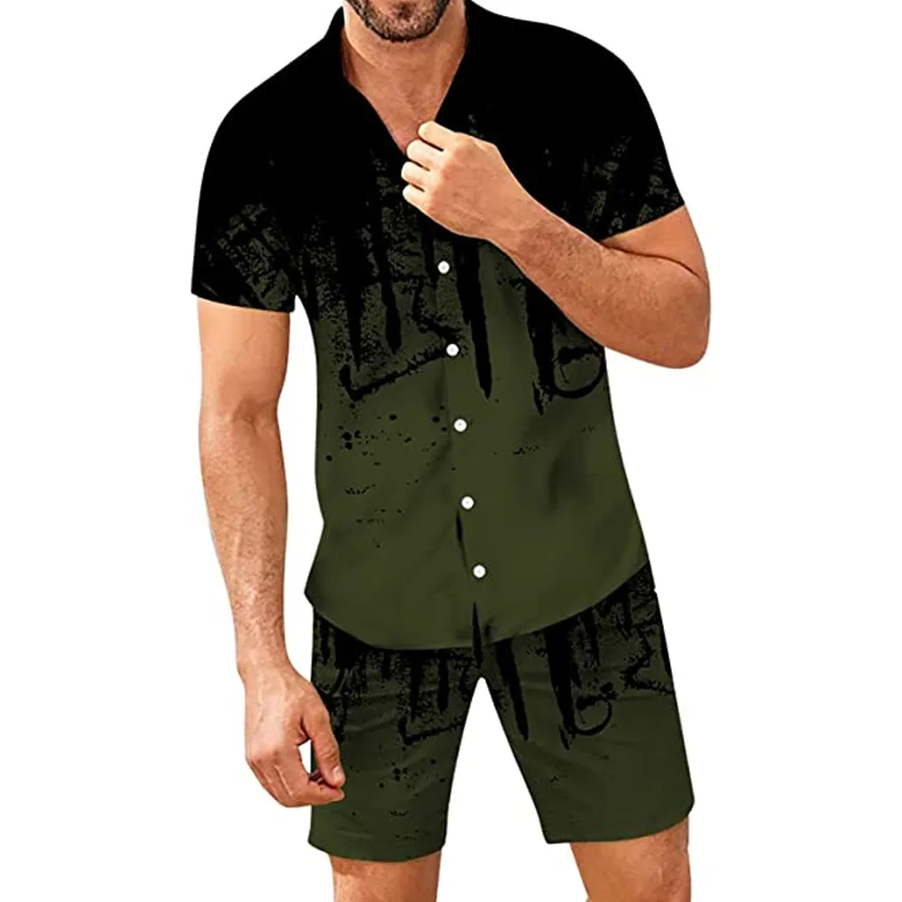 Custom Print New Hawaiian Beach Wear Men sets Shorts Set men tow pieces sets for men