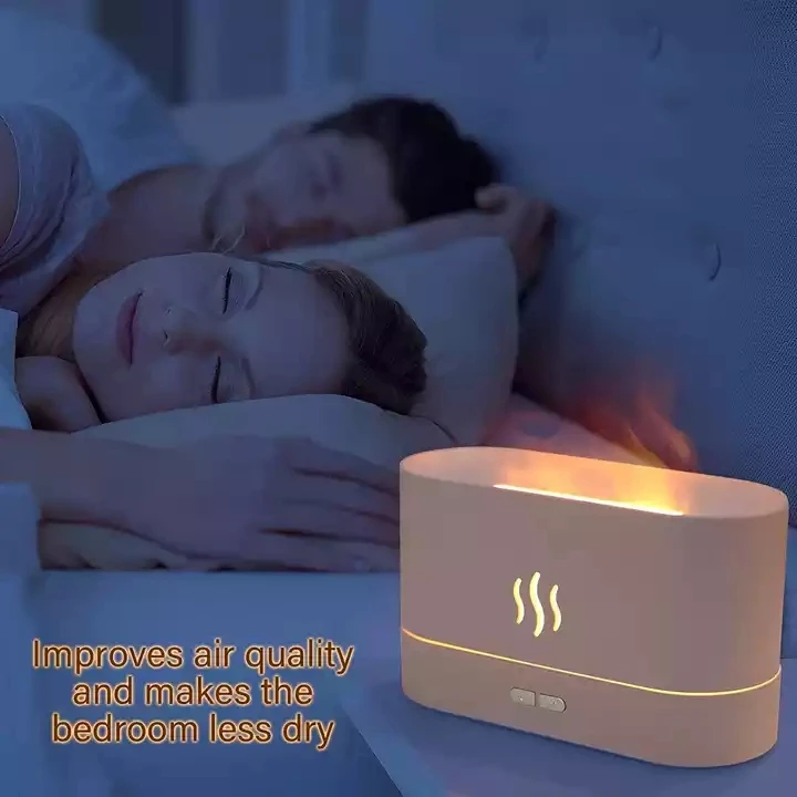 New Simulation Flame Aroma Diffuser 180ML Mist Humidifier Desktop Air Aromatherapy Fragrance Essential Oils Led Fire