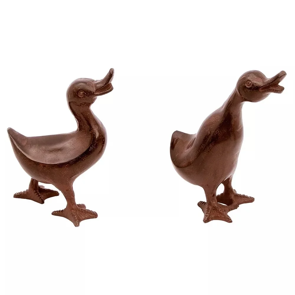 Pair of 2 Ducklings Outdoor Garden Statue Bronze Hand Cast Aluminium Bird Sculptures Decorative Yard Ornaments