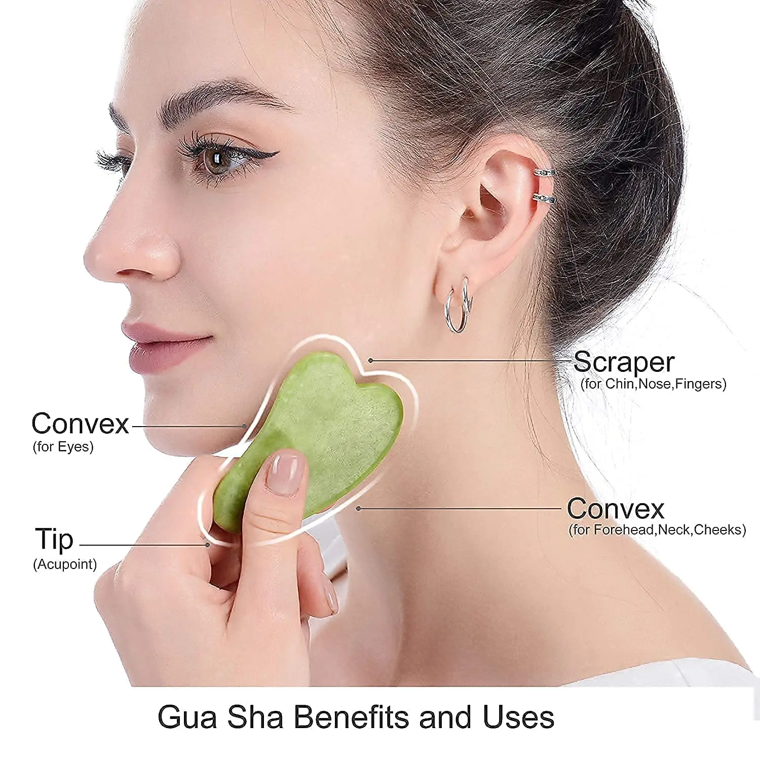 Wholesale Custom Logo Facial Massage Gua Sha Tool Green Jade Massager Roller Set