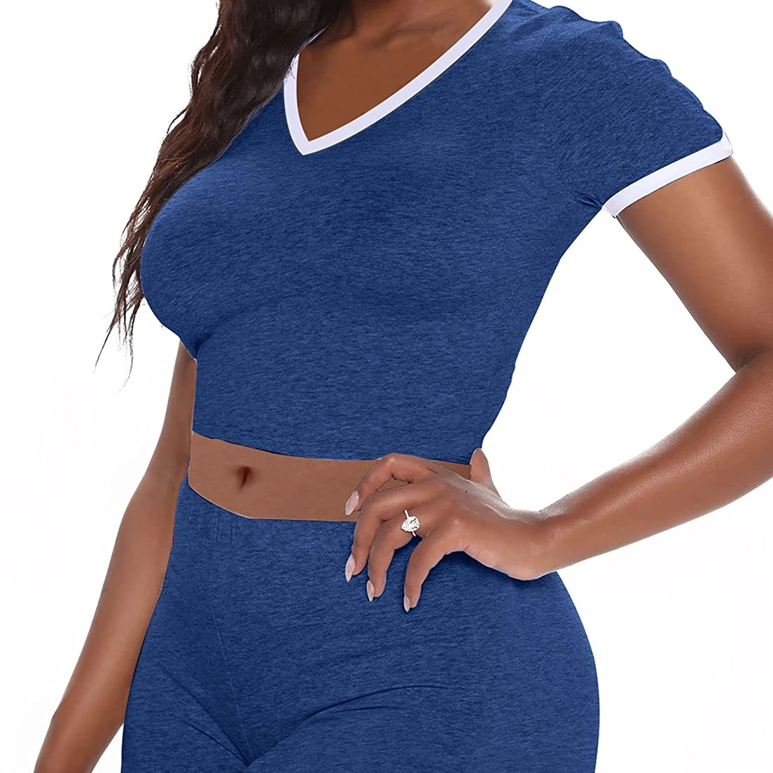 Lining Designed Crop top with Short Sets Summer arrival Fashionable gym wear Outfits women short set