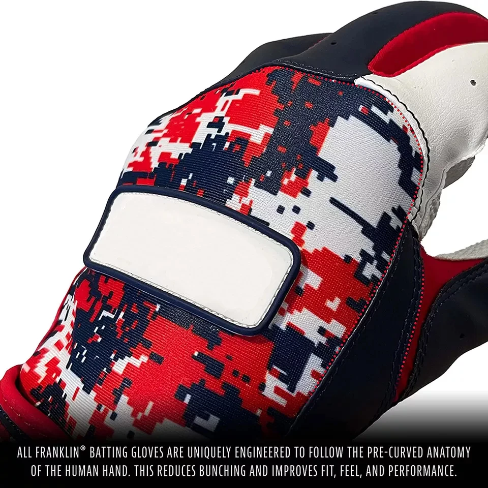 Baseball Battling Gloves With Genuine Leather Heal Patch With Anti Slip Padded Palm and Back With Custom Printed Design