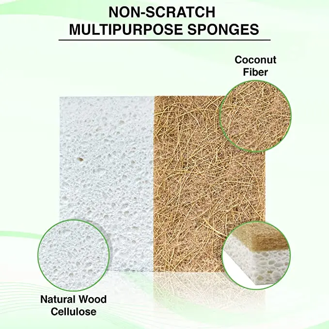Biodegradable Dish Washing Cellulose Coconut Fiber Sponge For Kitchen Oem