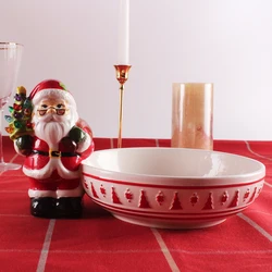 Plato ceramic manufacturer 3D Santa Claus reindeer snowman earthenware Christmas dinnerware party cookie dishes plates sets