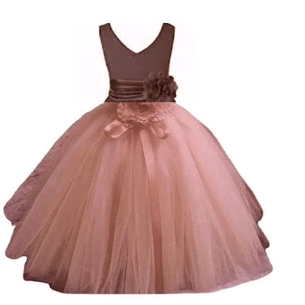 Girls Trailing Lace Tutu Dress Flower Kids Dresses for Girls Banquet Show Dress Hot Selling Summer Cotton Mini Satin Fabric Fold