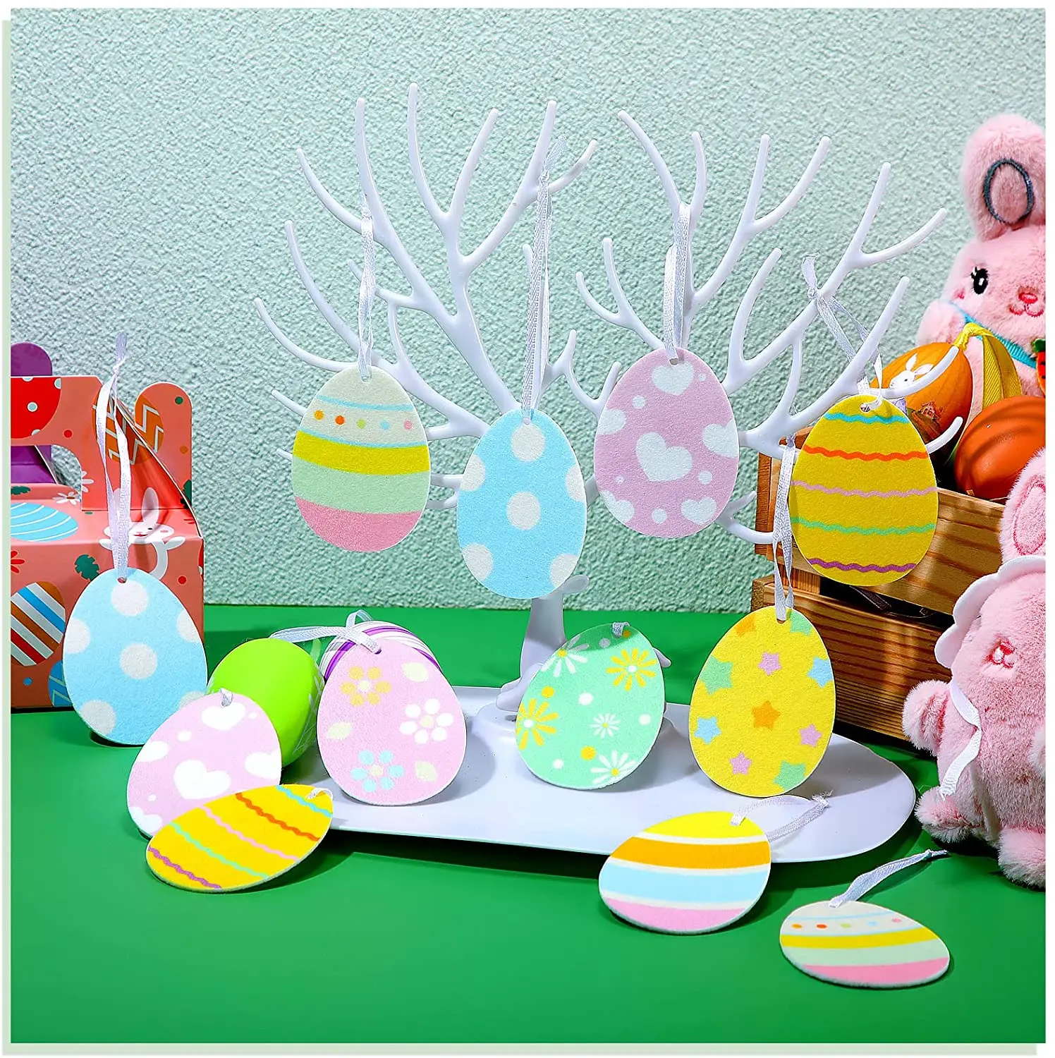 wholesale home ornaments standing custom easter sublimation print felt easter egg ornament